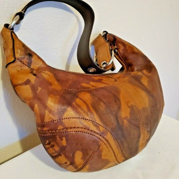 **SOLD***********Leather shoulder bag Handbag Camo Tan black brown cowgirl rodeo - Picture 7 of 8